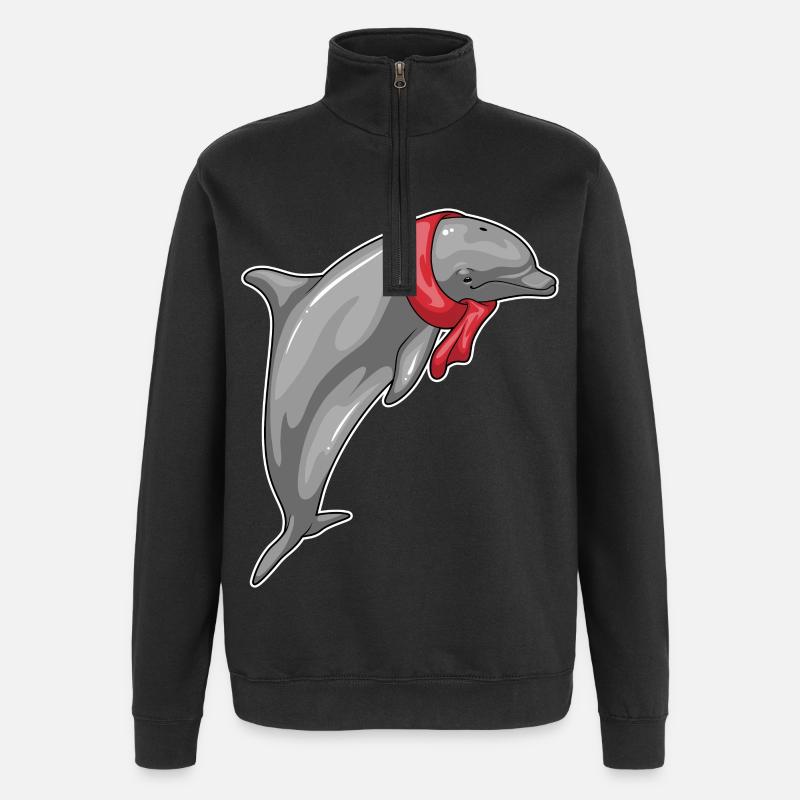 Foulard dauphin - Sweat à zip 1/4 - noir
