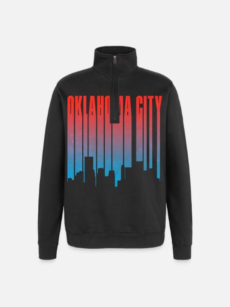 Oklahoma City Skyline Gradient - Quarter-Zip Sweatshirt - black