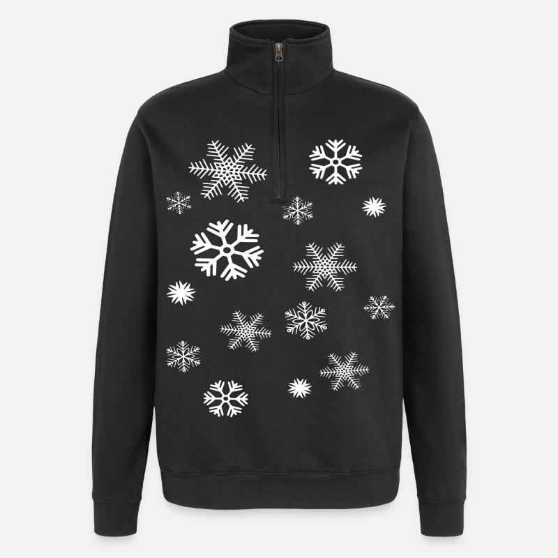 Flocons - Sweat à zip 1/4 - noir