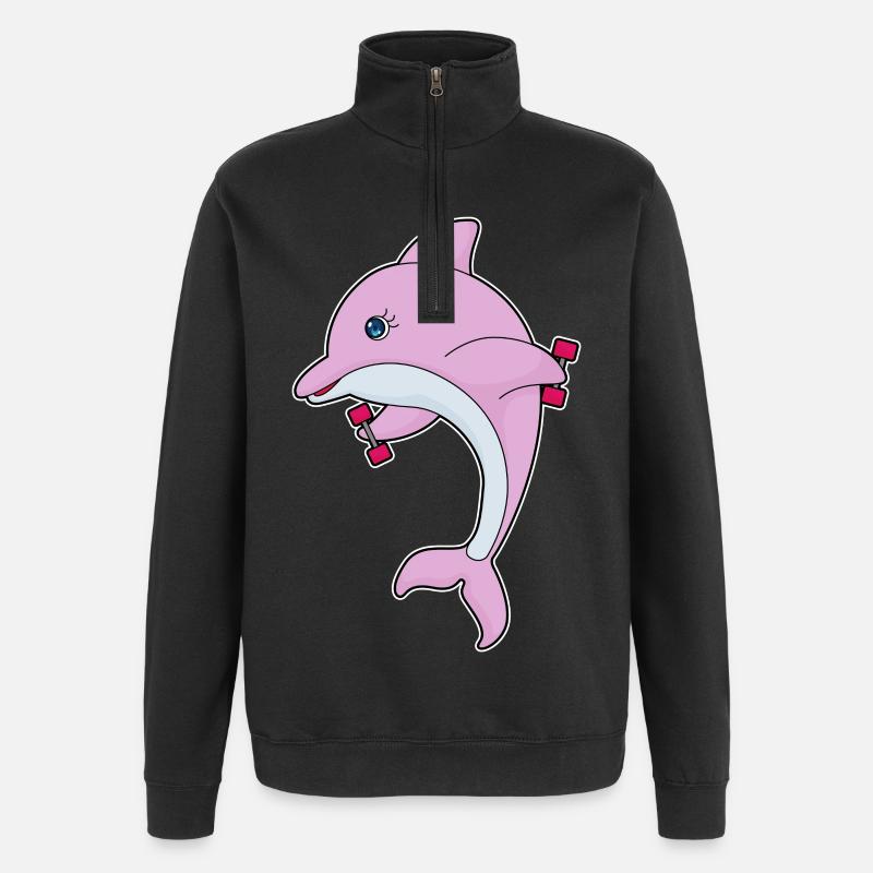 Dolphin Bodybuilder Dumbbells Bodybuilding - Sweat à zip 1/4 - noir