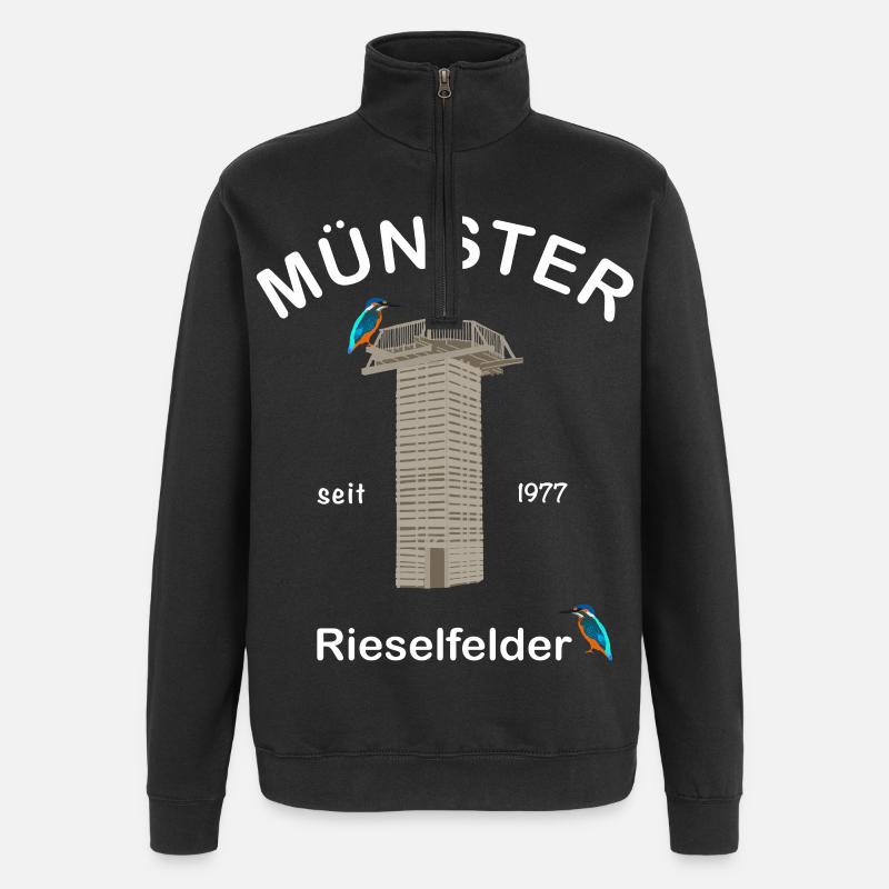 Münster, Rieselfelder, Vogelschutz, Eisvogel - Quarter-Zip-Sweatshirt - Schwarz