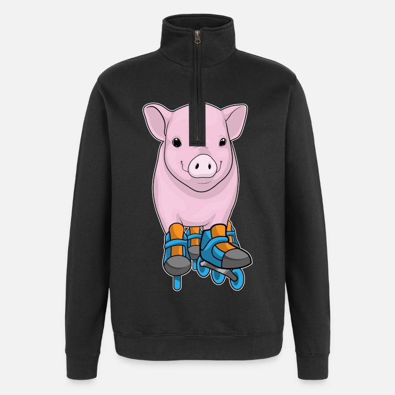 Schwein Inline skating Inline skates - Quarter-Zip-Sweatshirt - Schwarz
