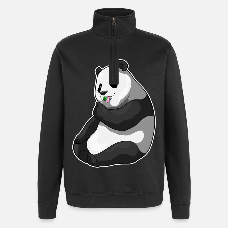 Panda Lutscher - Quarter-Zip-Sweatshirt - Schwarz