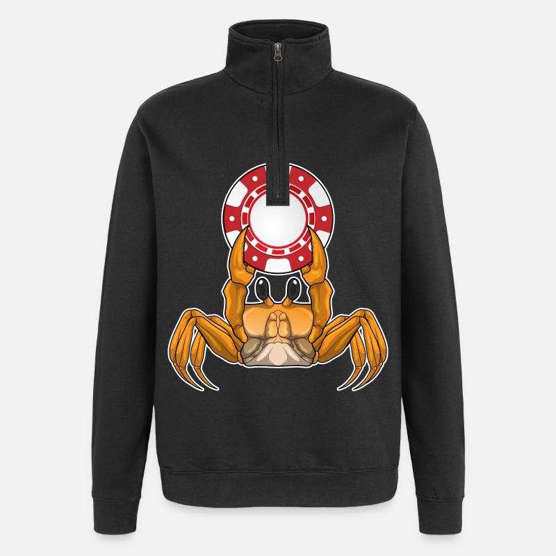 Jetons de poker Crab Poker - Sweat à zip 1/4 - noir