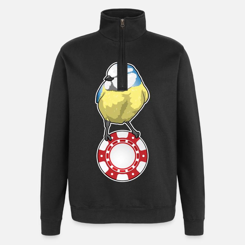 Vogel Poker Pokerchips - Quarter-Zip-Sweatshirt - Schwarz