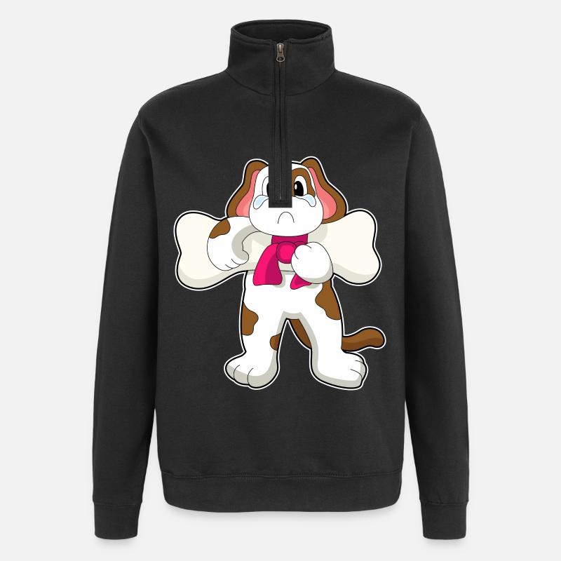 Hund Knochen Krafttraining - Quarter-Zip-Sweatshirt - Schwarz