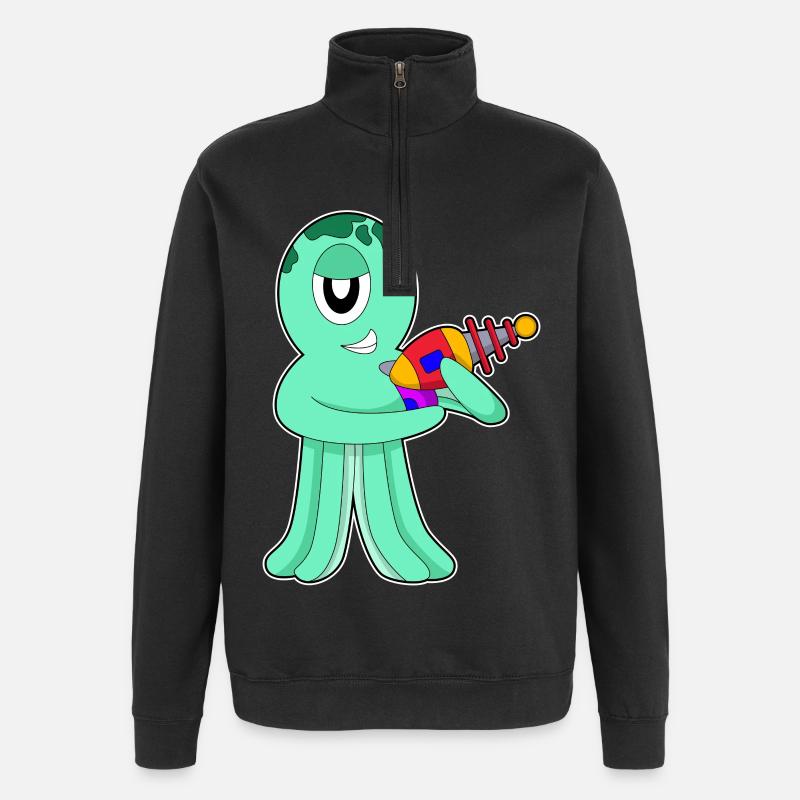 Octopus Alien - Quarter-Zip Sweatshirt - black