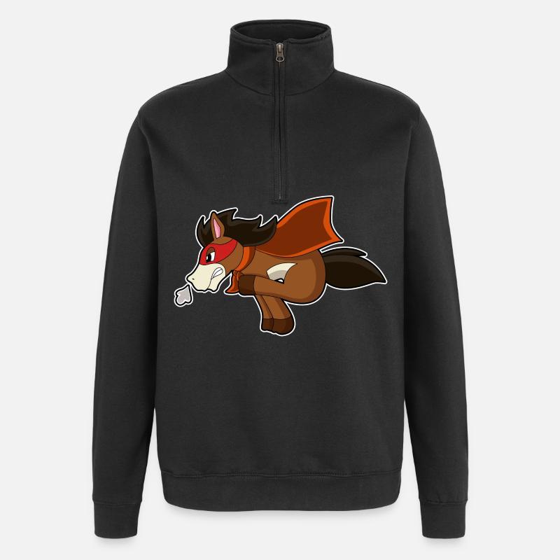 Pferd Held - Quarter-Zip-Sweatshirt - Schwarz