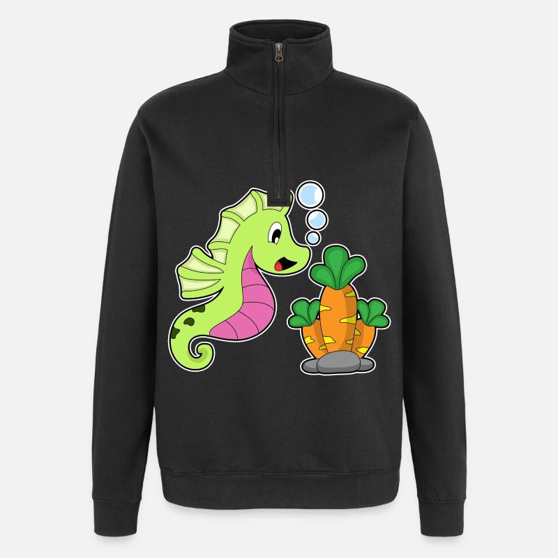 Hippocampe Carotte - Sweat à zip 1/4 - noir