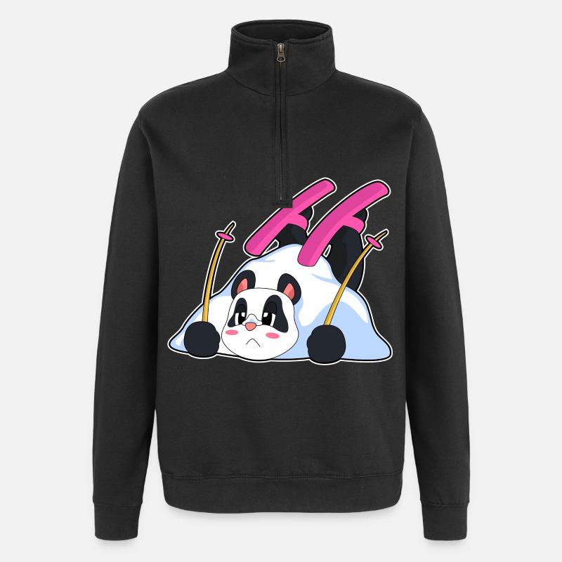 Panda Skier Ski - Sweat à zip 1/4 - noir