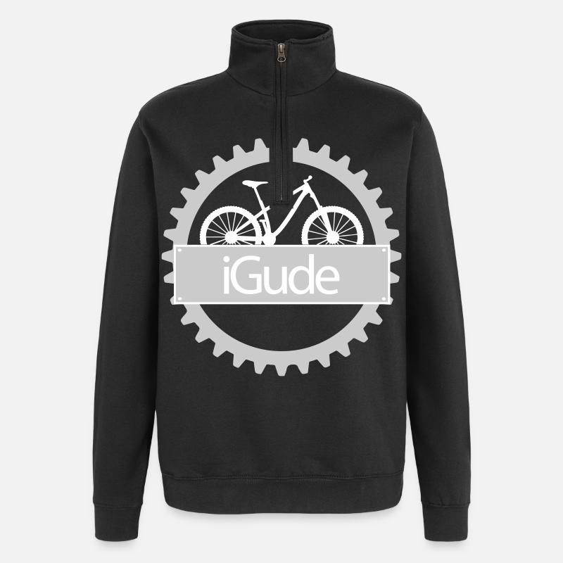 iGude Zahnrad MTB hell - Quarter-Zip-Sweatshirt - Schwarz