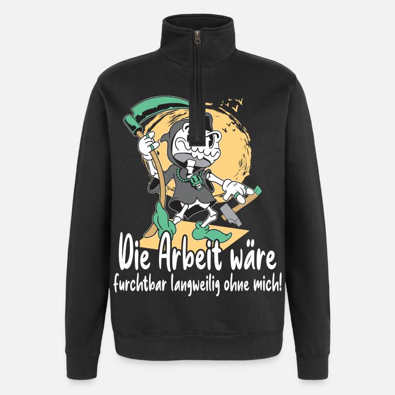 Sensenmann mit Werkzeug - Quarter-Zip-Sweatshirt - Schwarz