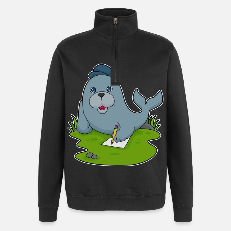 Papier crayon scellé - Sweat à zip 1/4 - noir