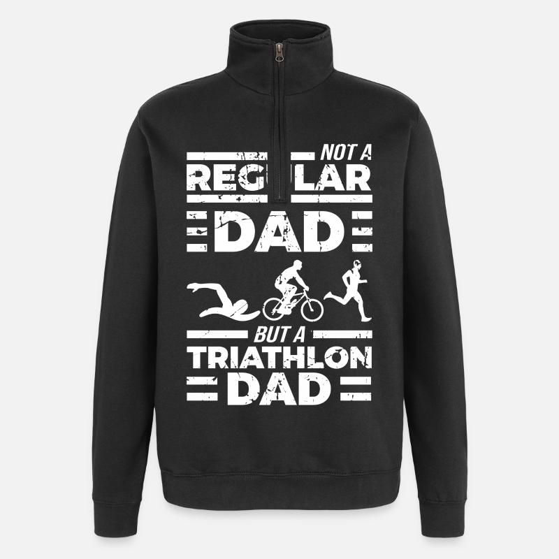 Lustiger Triathlon Vater - Quarter-Zip-Sweatshirt - Schwarz