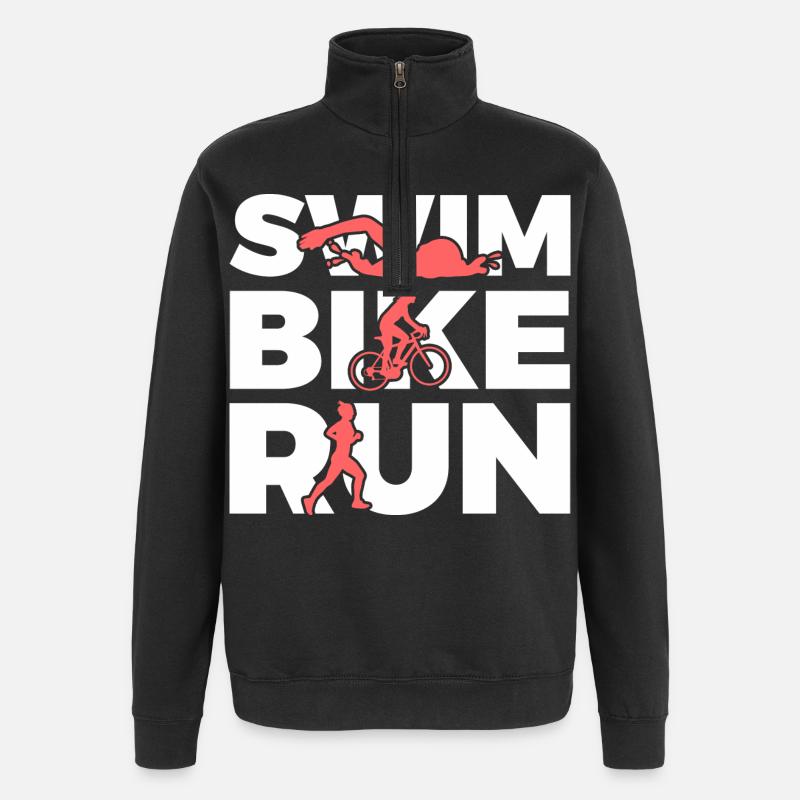 Swimming Cycling Running Repeating - Quarter-Zip Sweatshirt - black