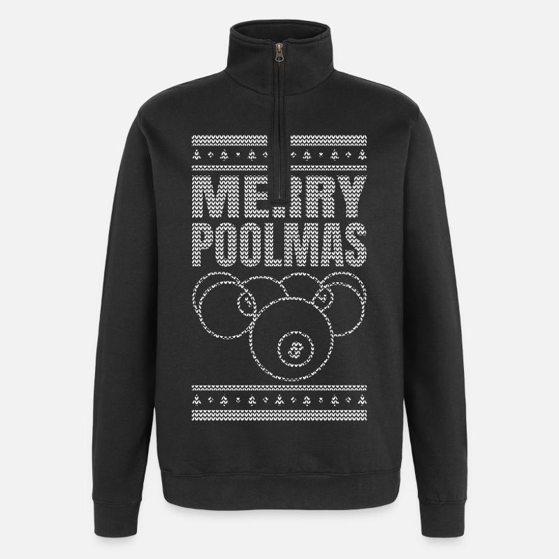 Queue Sport Billard Weihnachten - Quarter-Zip-Sweatshirt - Schwarz