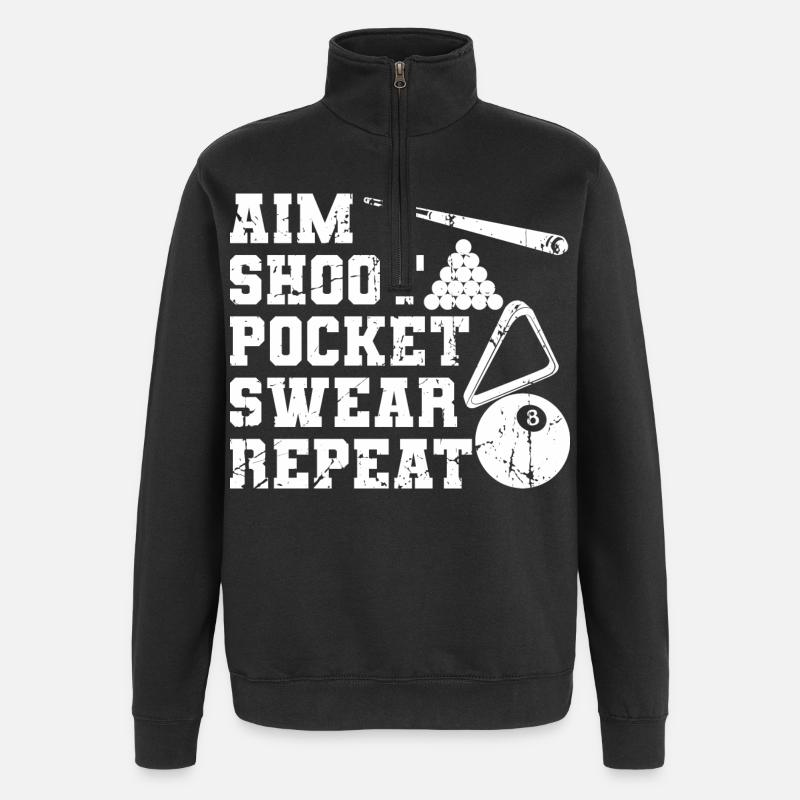 Drôle de dicton de billard - Sweat à zip 1/4 - noir
