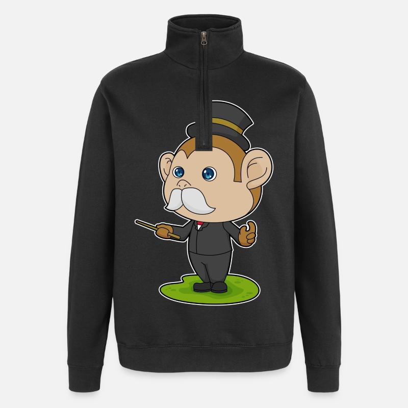 Monkey Wizard Wand - Quarter-Zip Sweatshirt - black