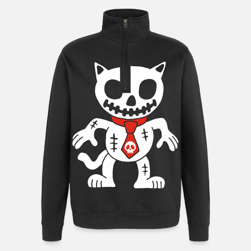 White cat voodoo doll - Quarter-Zip Sweatshirt - black