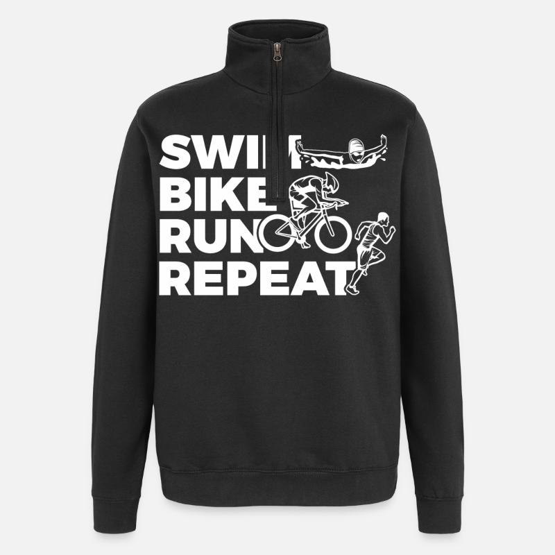 Swim Bike Run Repeat - Sweat à zip 1/4 - noir