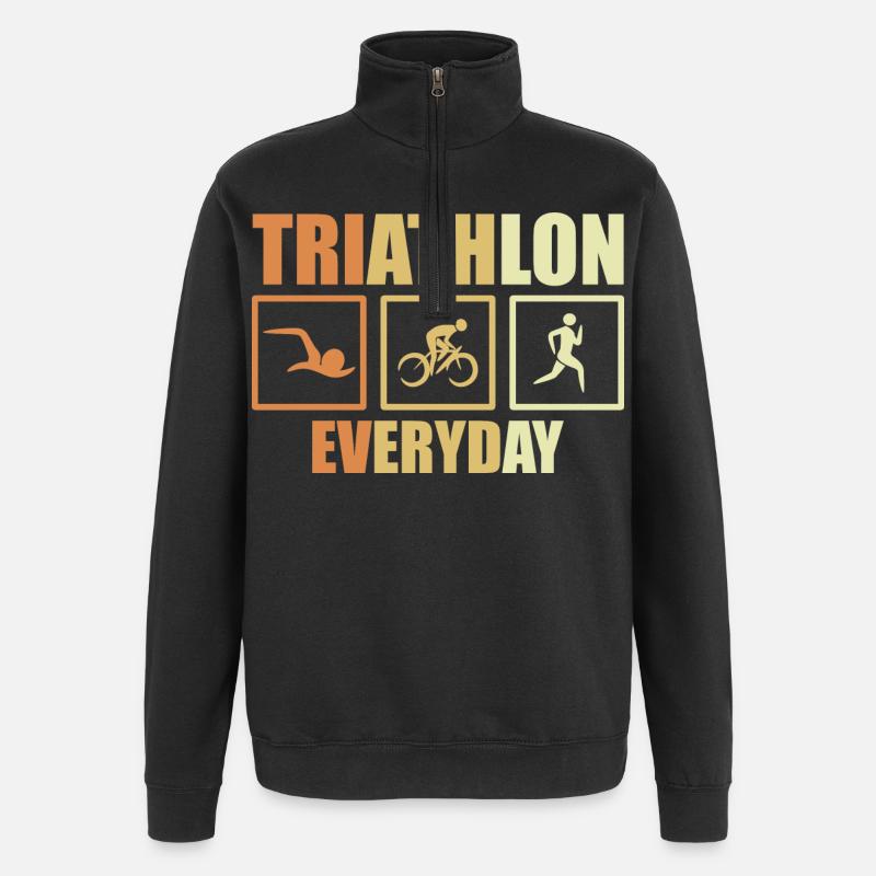 Routine de triathlon à vélo - Sweat à zip 1/4 - noir