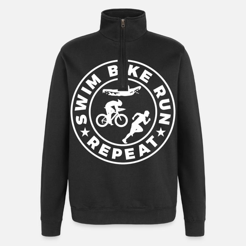 Swim Bike Run Repeat - Sweat à zip 1/4 - noir