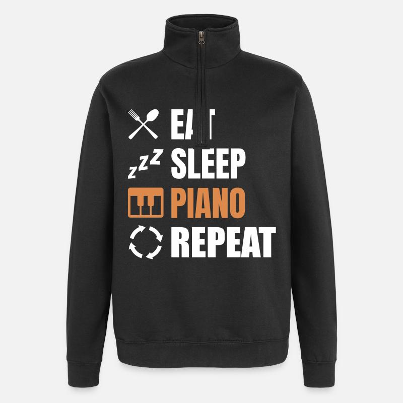 Piano Player Routine - Quarter-Zip Sweatshirt - black