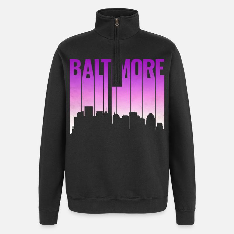 Baltimore Skyline Gradient - Quarter-Zip-Sweatshirt - Schwarz