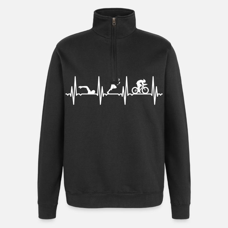 Triathleten Herzklopfen - Quarter-Zip-Sweatshirt - Schwarz