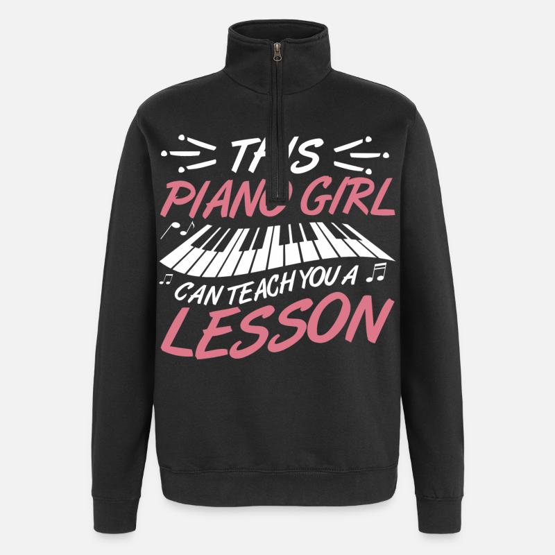 Pianist Mädchen - Quarter-Zip-Sweatshirt - Schwarz