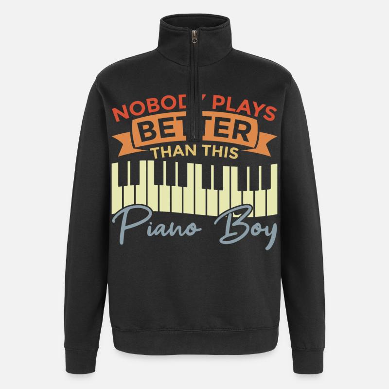 Garçon pianiste - Sweat à zip 1/4 - noir