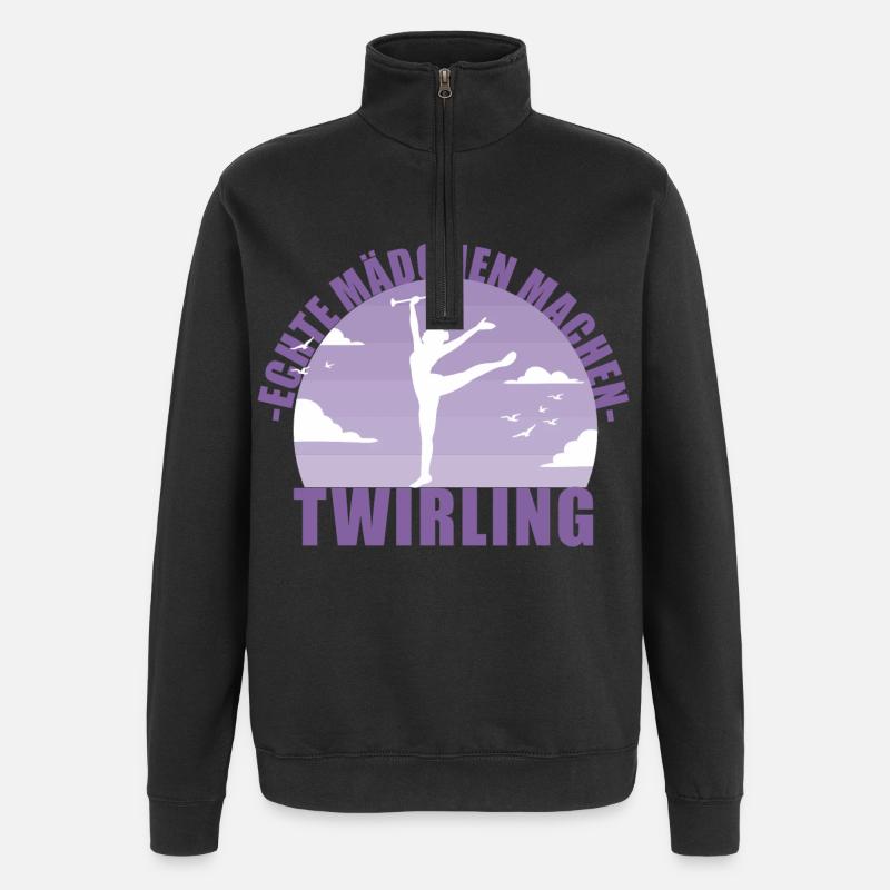 Echte Mädchen machen Twirling - Quarter-Zip-Sweatshirt - Schwarz