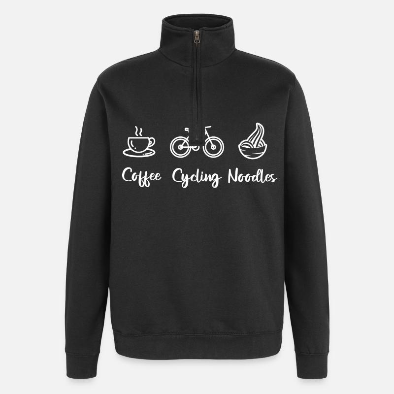 Kaffee Radfahren Nudeln - Quarter-Zip-Sweatshirt - Schwarz