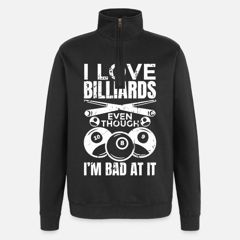 Ich liebe Billard - Quarter-Zip-Sweatshirt - Schwarz