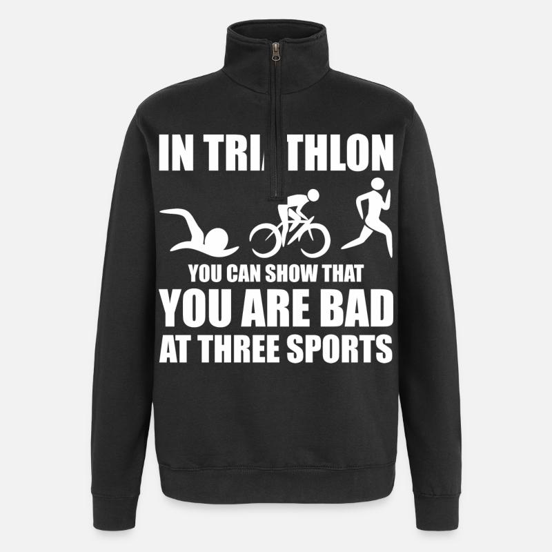 Witziger Triathleten Spruch - Quarter-Zip-Sweatshirt - Schwarz