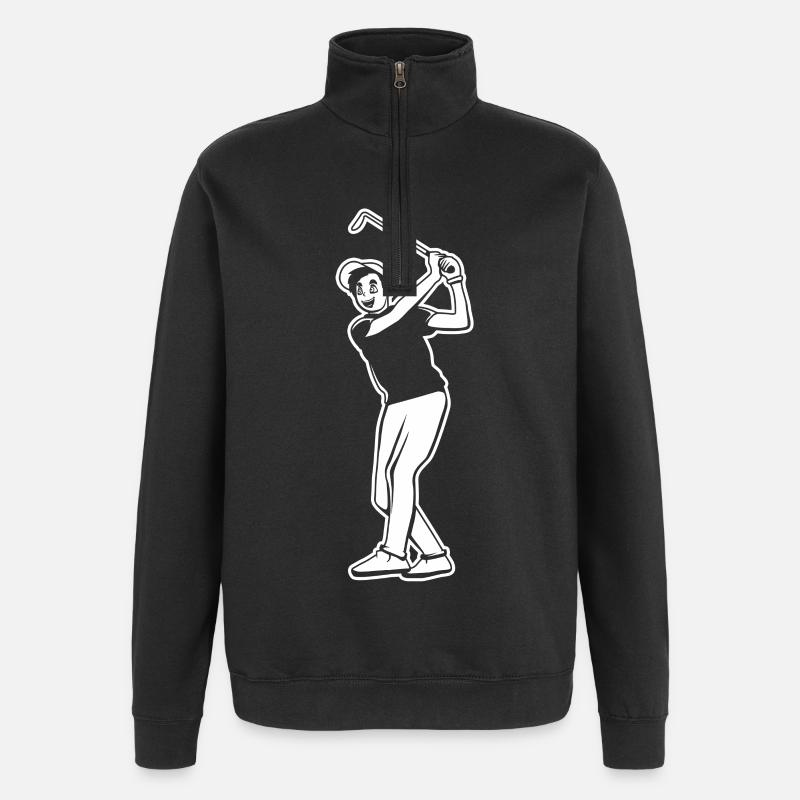 Golfspieler Junge - Quarter-Zip-Sweatshirt - Schwarz