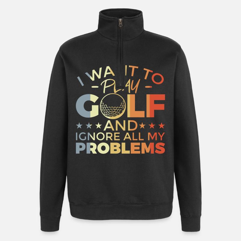 Drôle de dicton de golf - Sweat à zip 1/4 - noir