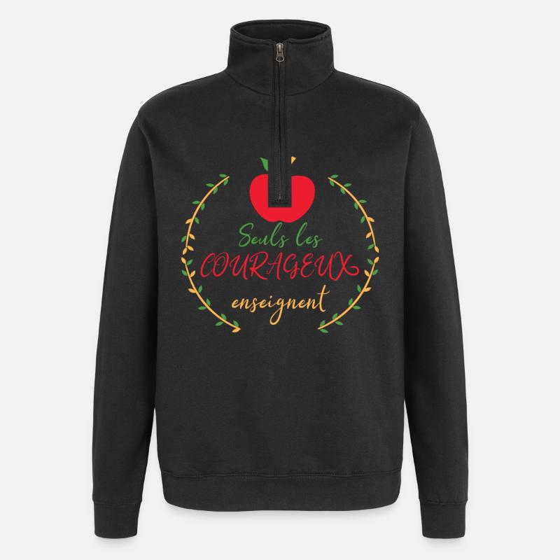 seuls les courageux enseignent - Sweat à zip 1/4 - noir