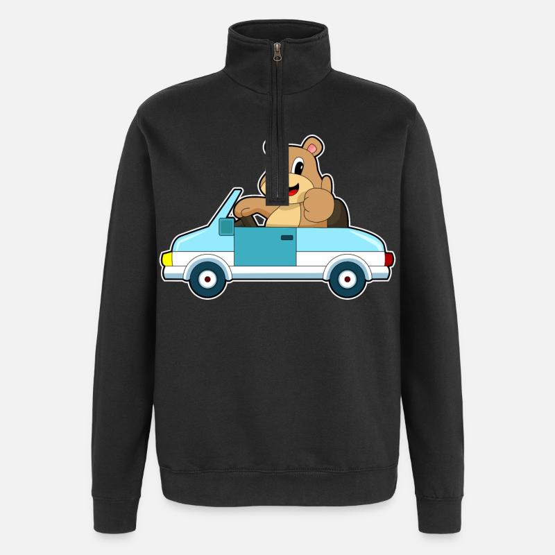 Bär Auto - Quarter-Zip-Sweatshirt - Schwarz