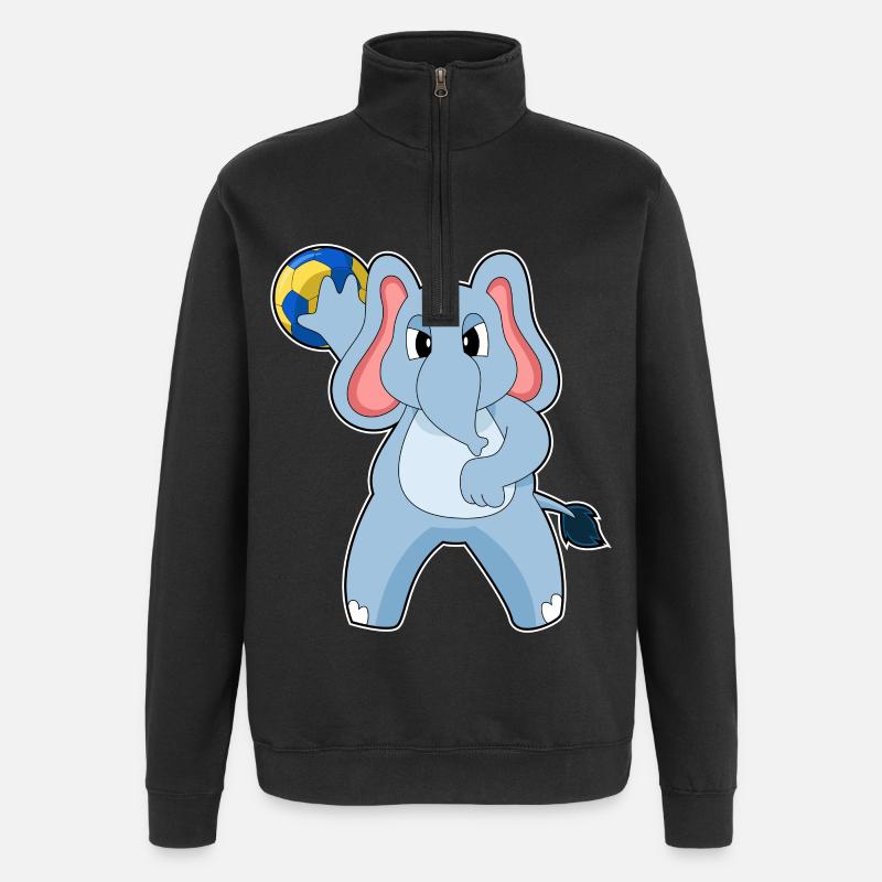 Eléphant Handballeur Handball - Sweat à zip 1/4 - noir