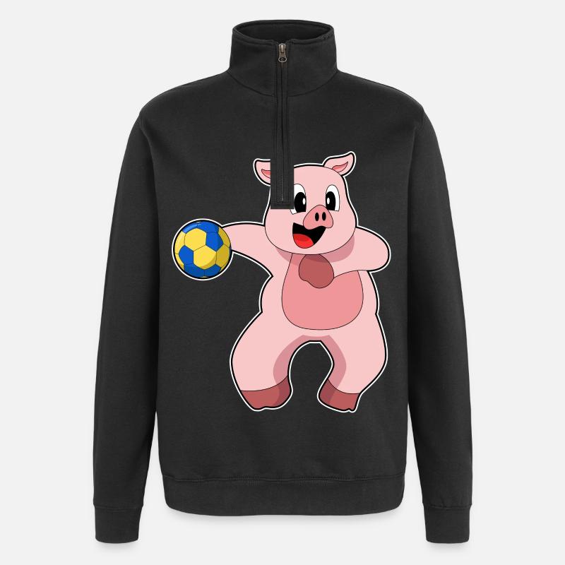 Cochon Handballeur Handball - Sweat à zip 1/4 - noir