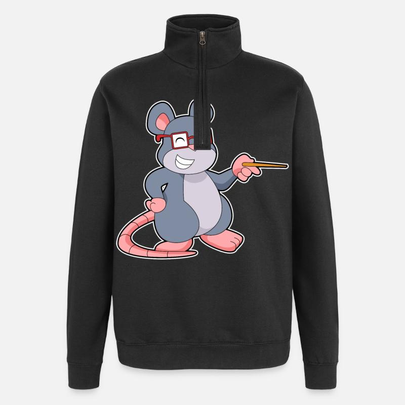 Mouse Teacher Pointer School - Quarter-Zip Sweatshirt - black