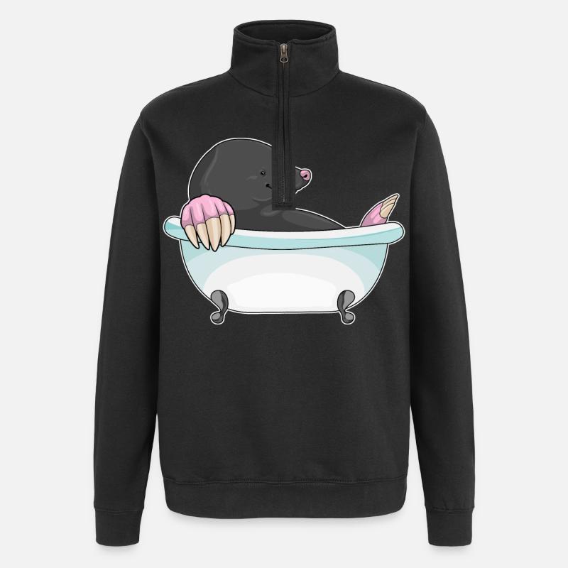 Mole Bathing Bathtub - Quarter-Zip Sweatshirt - black