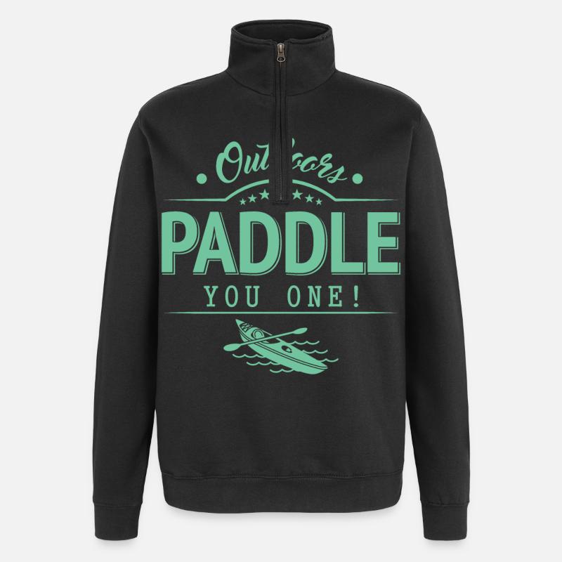 Draußen Paddele ich dir eins - Quarter-Zip-Sweatshirt - Schwarz