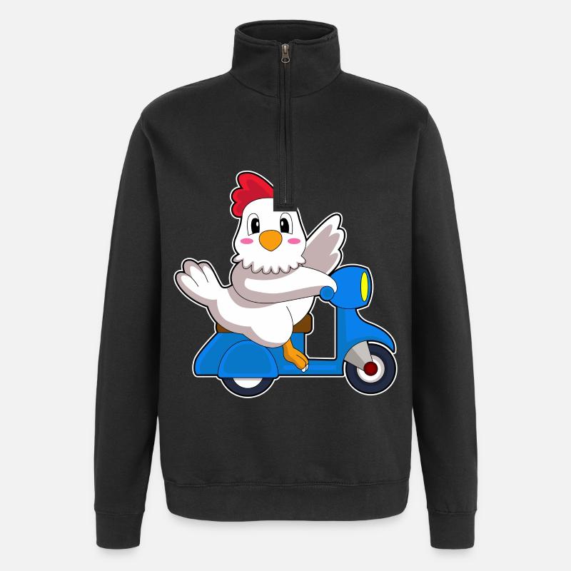 Huhn Motorroller - Quarter-Zip-Sweatshirt - Schwarz