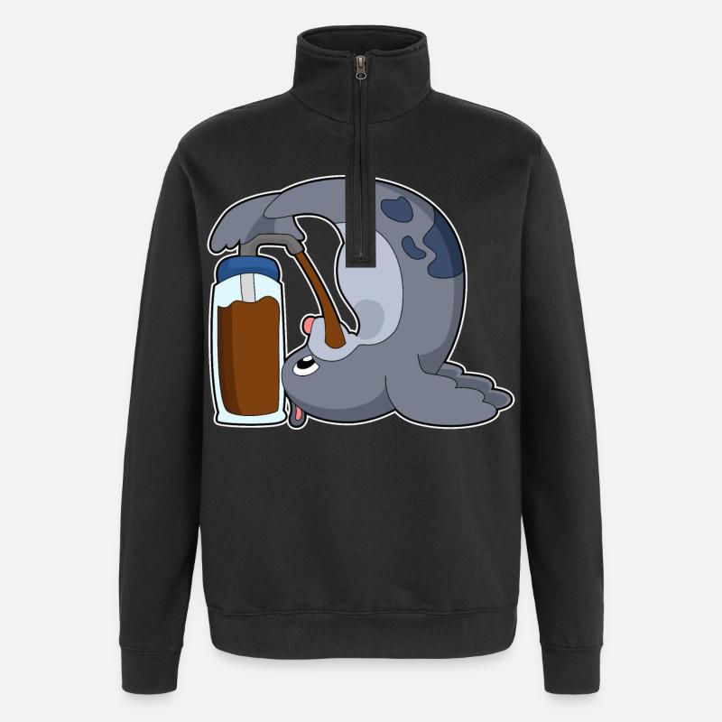 Café Seal - Sweat à zip 1/4 - noir