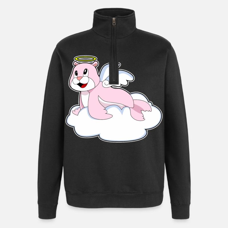 Nuages de phoque Ange - Sweat à zip 1/4 - noir
