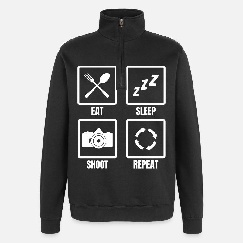 Funny photographer routine - Quarter-Zip Sweatshirt - black