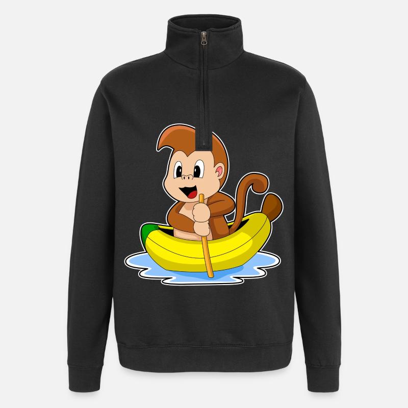 Affe Banane Boot - Quarter-Zip-Sweatshirt - Schwarz