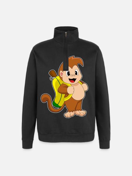 Affe Banane - Quarter-Zip-Sweatshirt - Schwarz